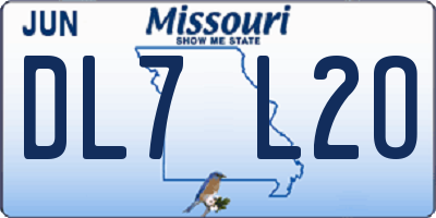 MO license plate DL7L2O