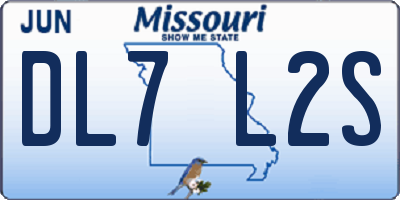 MO license plate DL7L2S