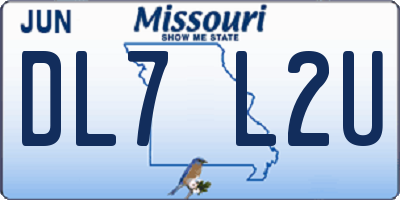 MO license plate DL7L2U