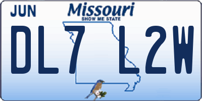 MO license plate DL7L2W
