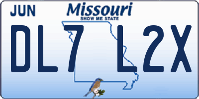 MO license plate DL7L2X