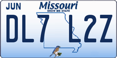 MO license plate DL7L2Z