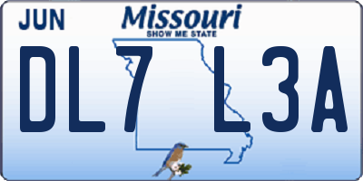 MO license plate DL7L3A