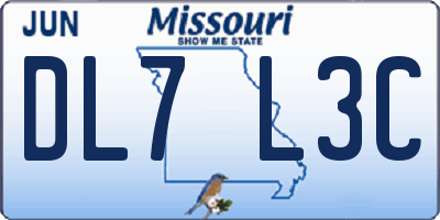 MO license plate DL7L3C