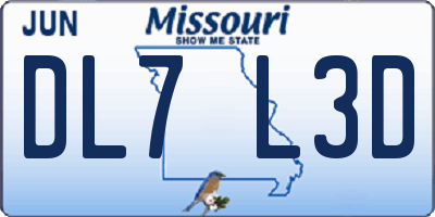 MO license plate DL7L3D