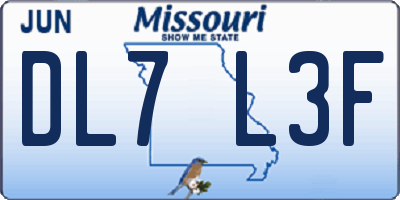 MO license plate DL7L3F