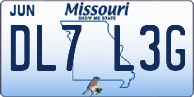 MO license plate DL7L3G
