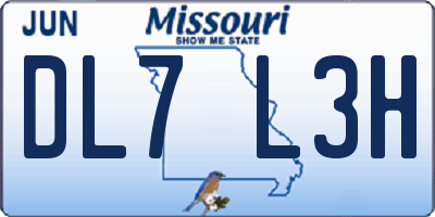 MO license plate DL7L3H