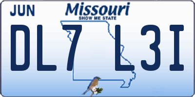 MO license plate DL7L3I