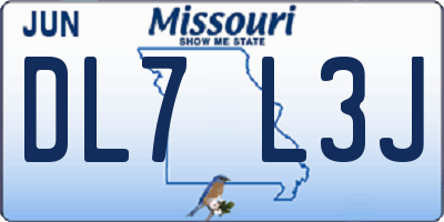 MO license plate DL7L3J