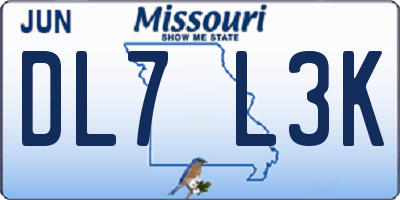 MO license plate DL7L3K