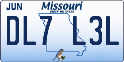 MO license plate DL7L3L