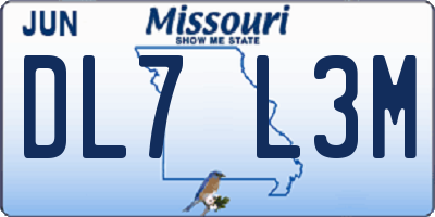 MO license plate DL7L3M