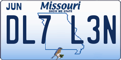 MO license plate DL7L3N