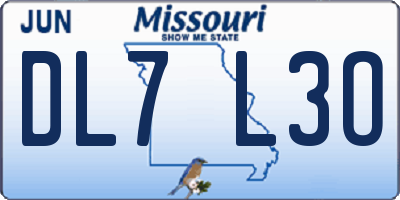 MO license plate DL7L3O