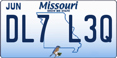 MO license plate DL7L3Q