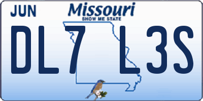 MO license plate DL7L3S