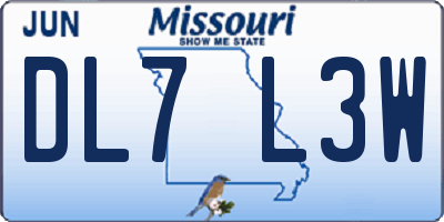 MO license plate DL7L3W