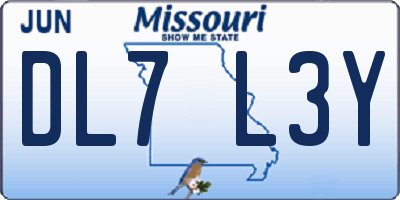 MO license plate DL7L3Y