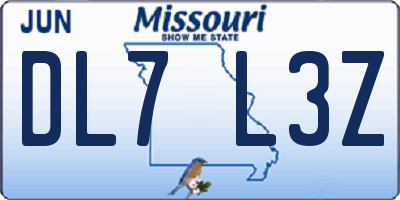 MO license plate DL7L3Z