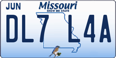 MO license plate DL7L4A