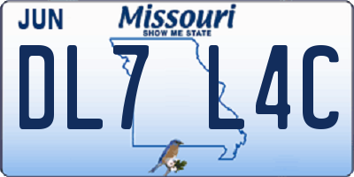 MO license plate DL7L4C