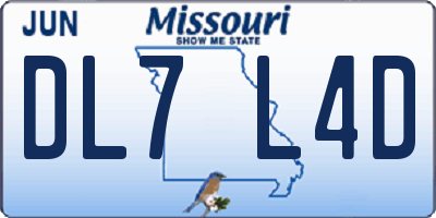MO license plate DL7L4D