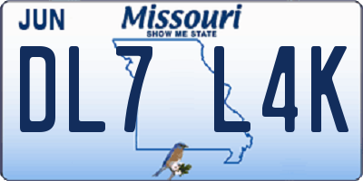 MO license plate DL7L4K