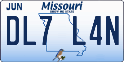MO license plate DL7L4N