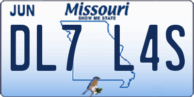 MO license plate DL7L4S
