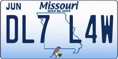 MO license plate DL7L4W