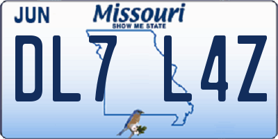 MO license plate DL7L4Z