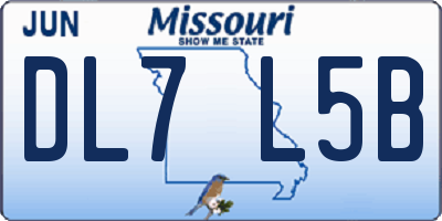 MO license plate DL7L5B