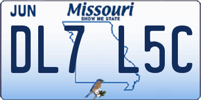 MO license plate DL7L5C