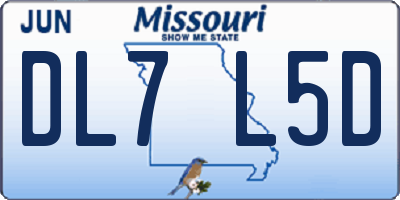 MO license plate DL7L5D