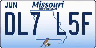 MO license plate DL7L5F