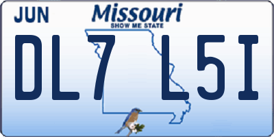 MO license plate DL7L5I