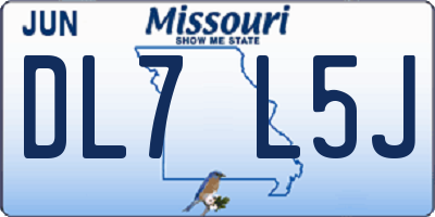 MO license plate DL7L5J