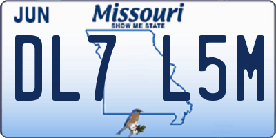 MO license plate DL7L5M