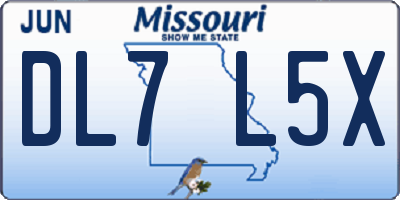 MO license plate DL7L5X