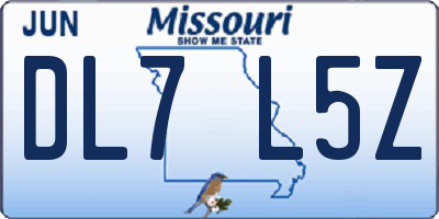 MO license plate DL7L5Z