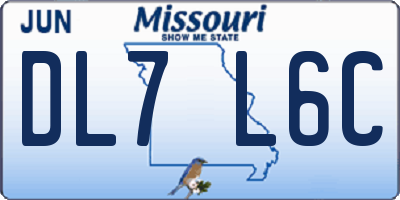 MO license plate DL7L6C