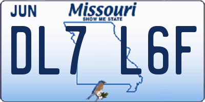 MO license plate DL7L6F