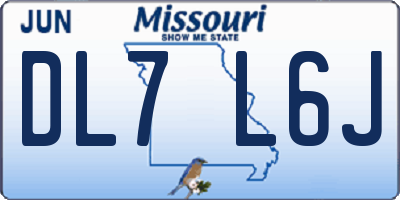 MO license plate DL7L6J