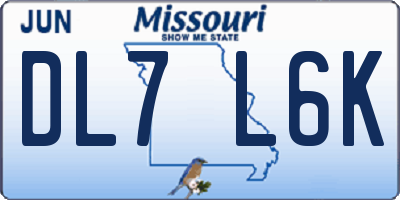 MO license plate DL7L6K