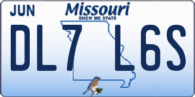 MO license plate DL7L6S