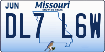 MO license plate DL7L6W