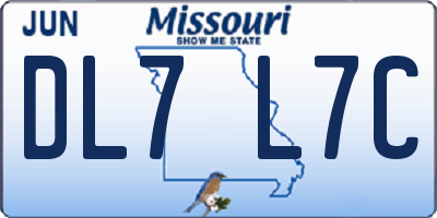 MO license plate DL7L7C