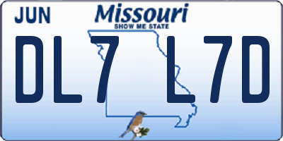 MO license plate DL7L7D