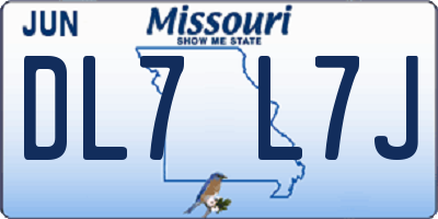MO license plate DL7L7J